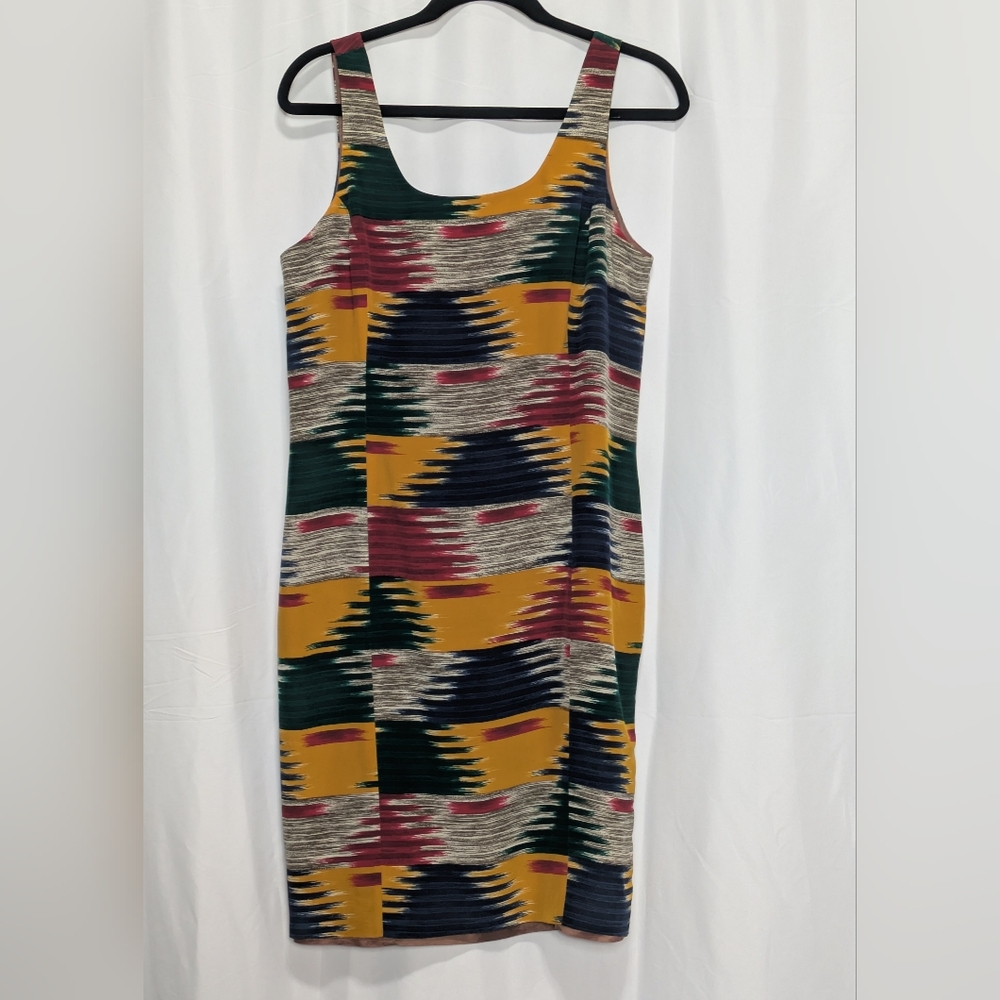 Jones New York Green and Gold Sheath Midi Dress